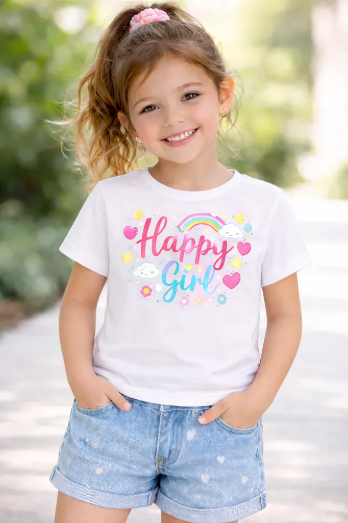 Waist Length Girl T-Shirt (BALACK, 28)