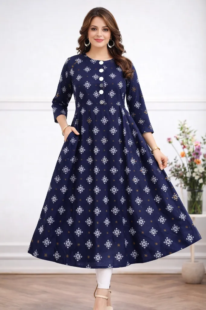 A line(Ghera) LIVA kurti (M)