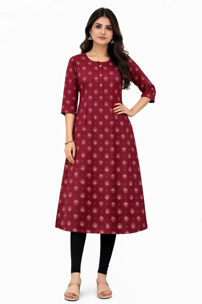 Women daily wear kurti (M, MAROON)
