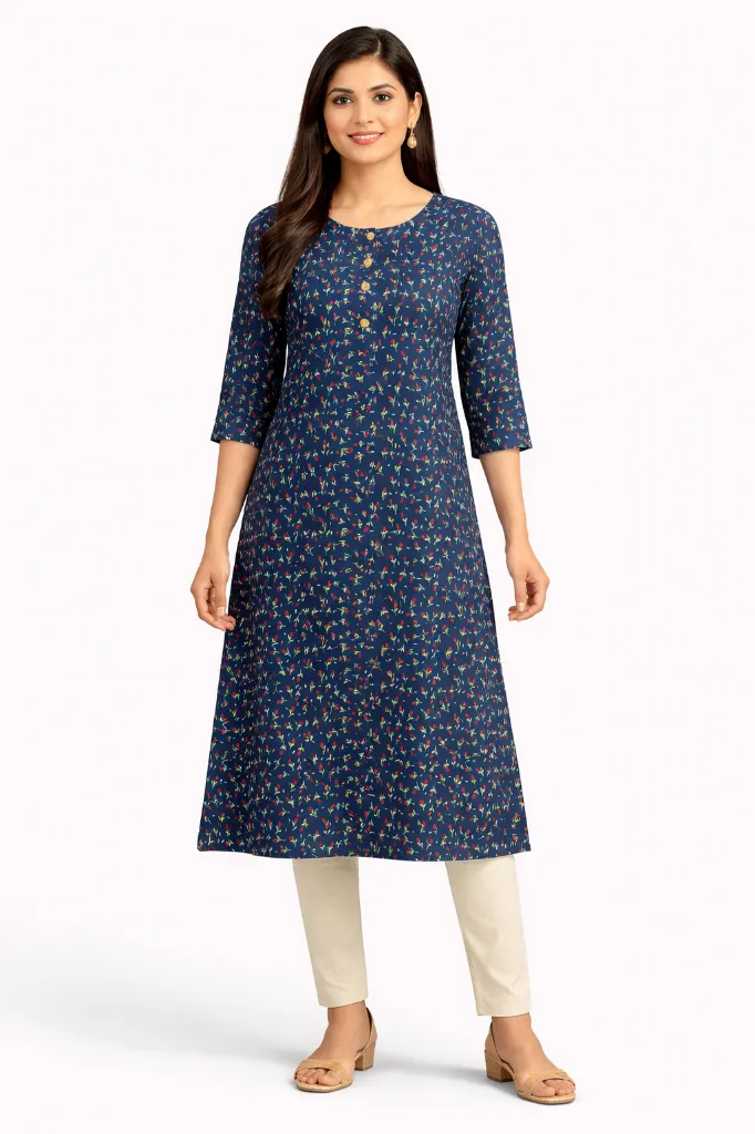 Women reyon liva print kurti