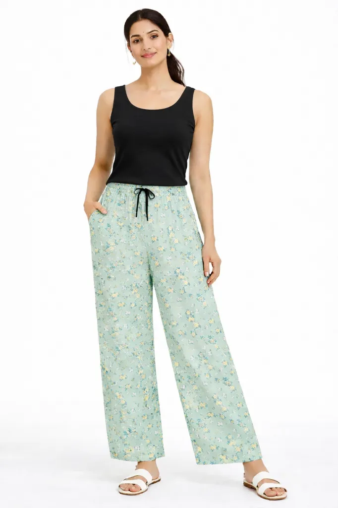 Floral Printed Cotton Pocket Palazzo