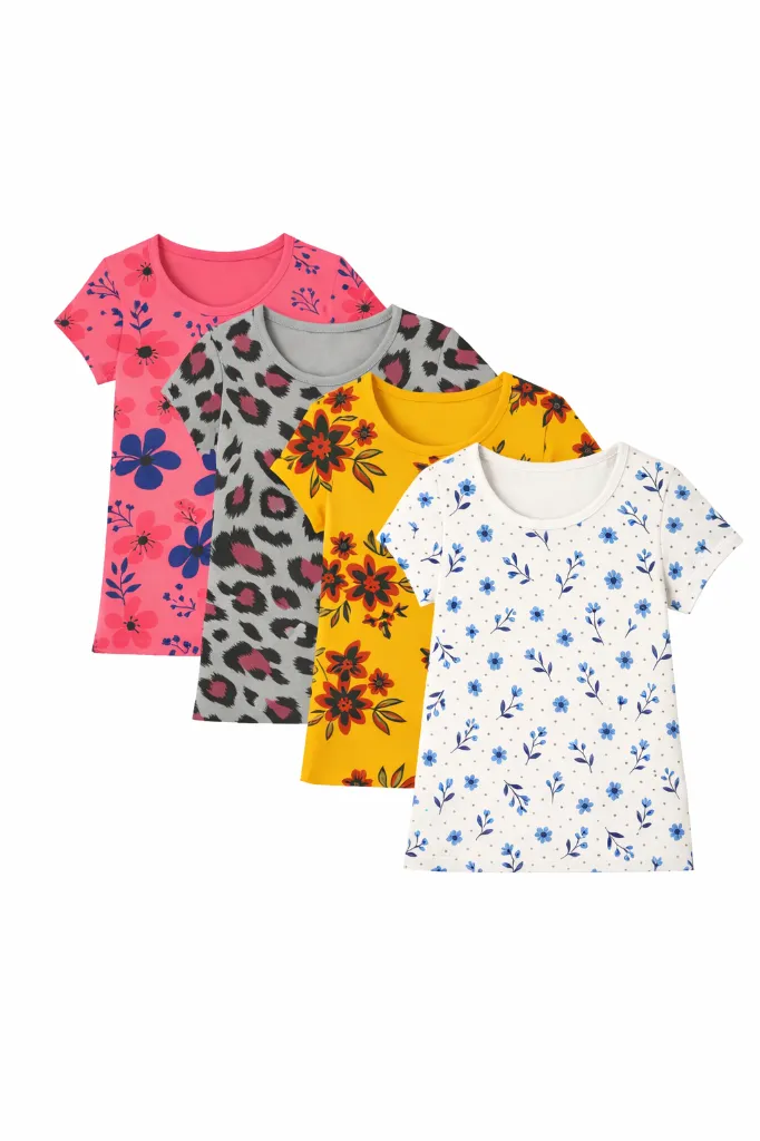 Printed Girl daily wear T-shirt (34, White)