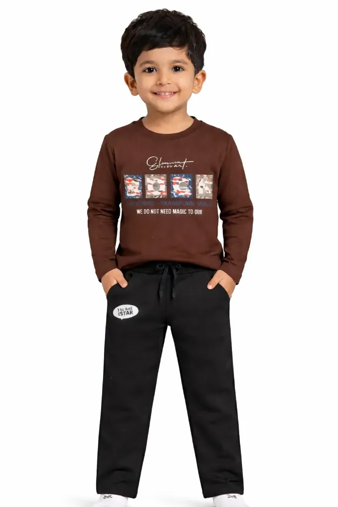Kids Baba Suit (Brown & Black)