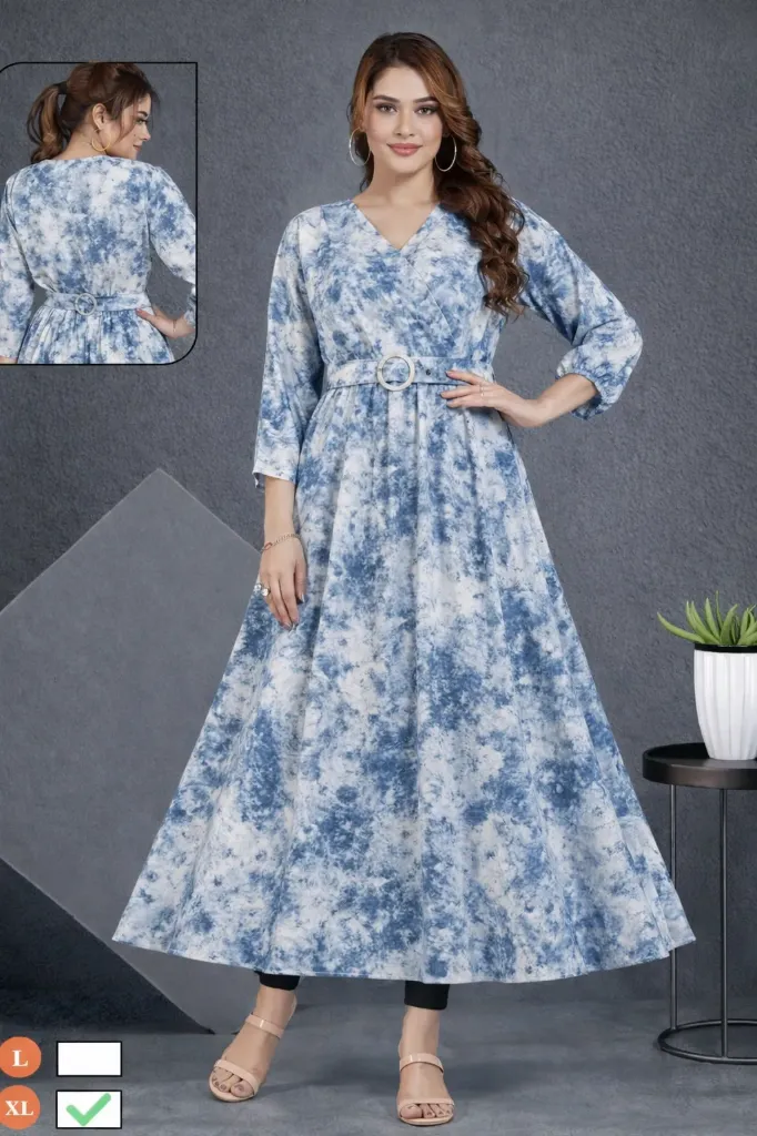 Long Western Dress (Light blue)