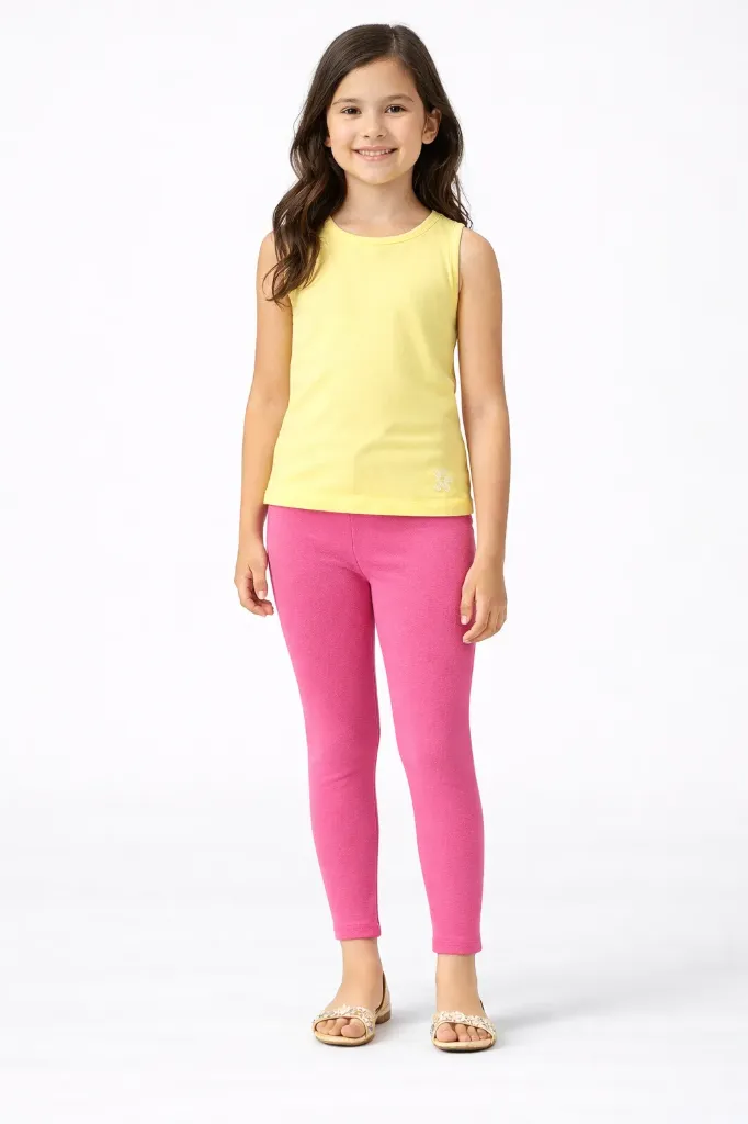 Girl kids leggings (34, PINK)
